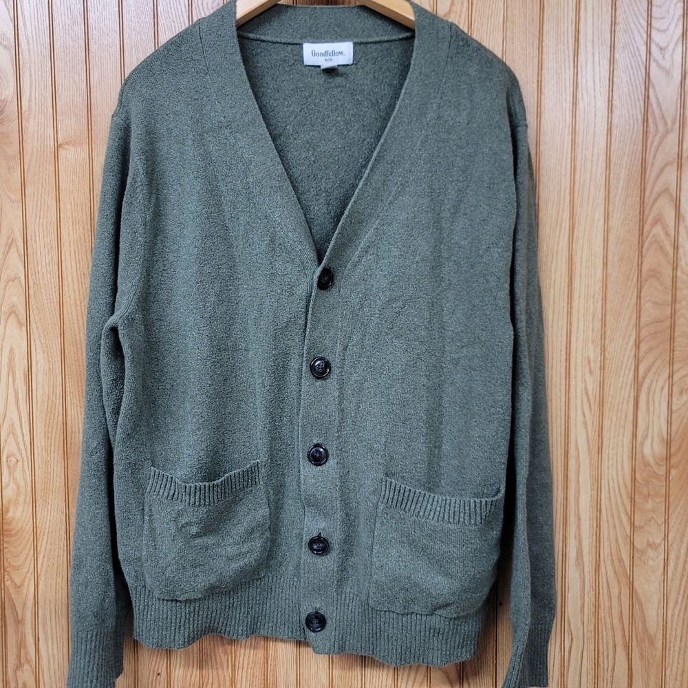 Goodfellow & Co Olive Green Gorpcore Earthy Button Cardigan Sweater Mens Large